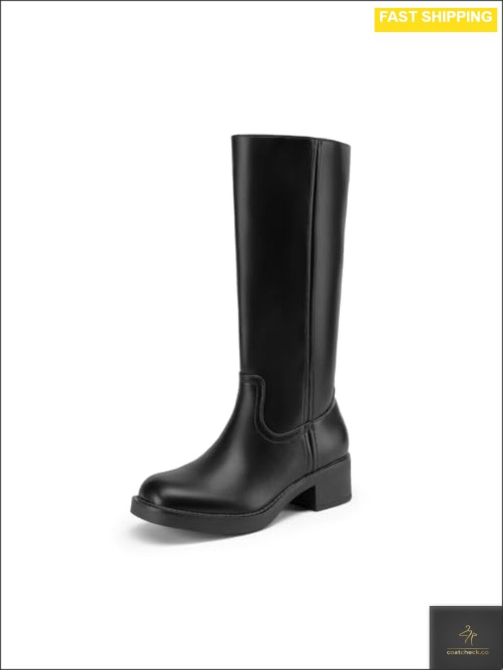 Square Toe Platform Chunky Block Heel Knee High Riding Boots Faux Leather